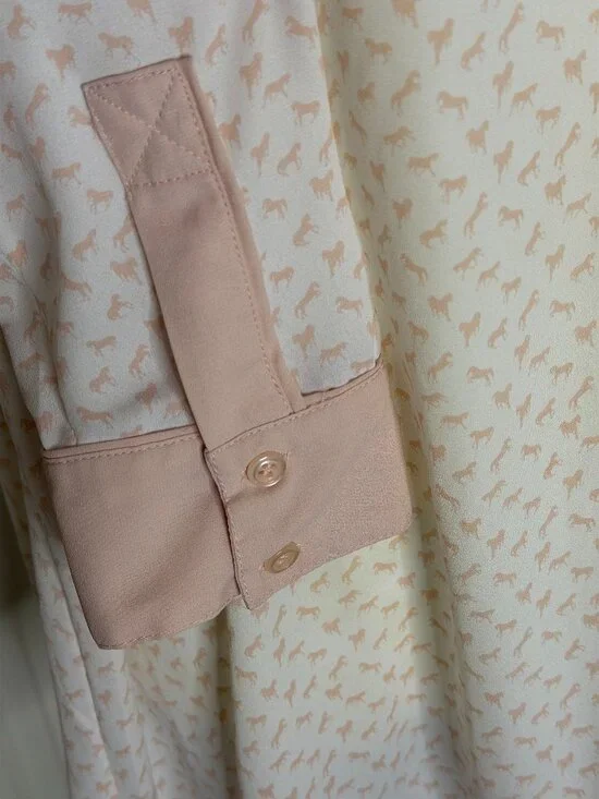 Free People Horse Print Sheer Western Tunic Top Shirt Blouse White Pink M - Picture 6 of 9